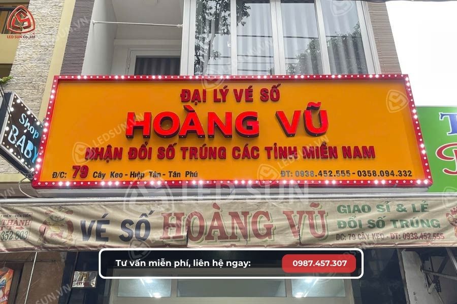 Mẫu bảng hiệu đại lý vé số Hoàng Vũ