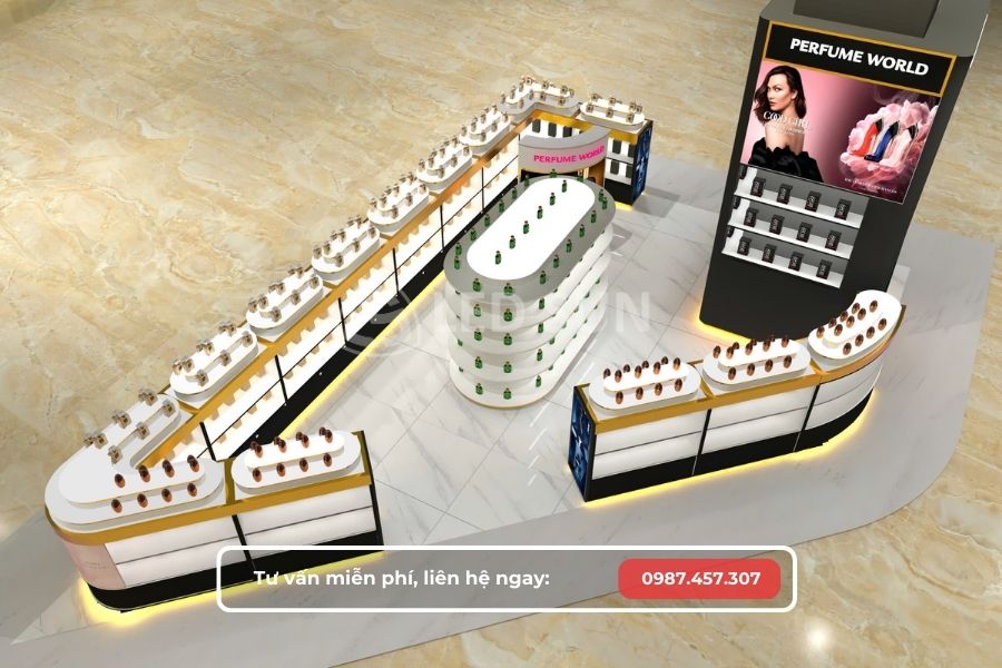 thiết kế gian hàng trong trung tâm thương mại