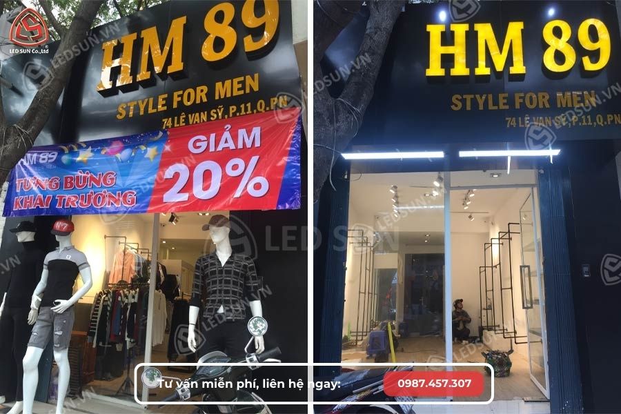 bảng hiệu shop quần áo bằng alu