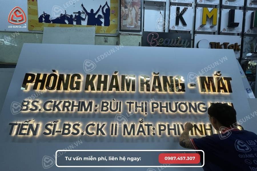 Led Sun gia công chữ inox sắt nét