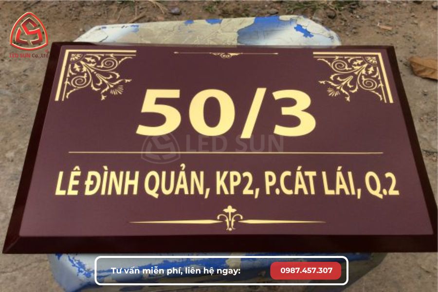 Biển số nhà inox dán decal